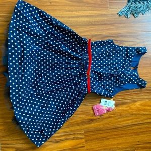 Polka dot navy blue cocktail dress